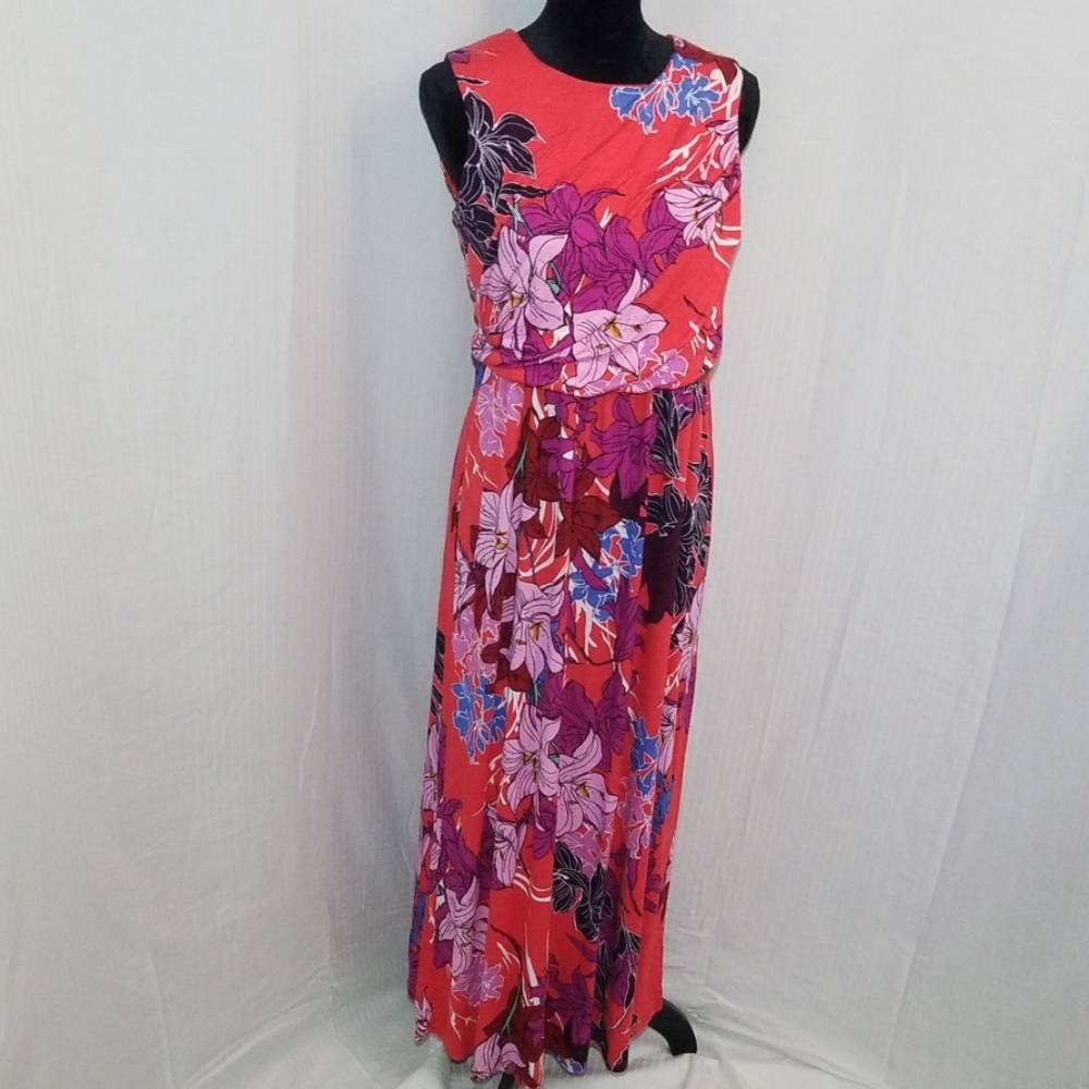 Spense Rouched High Neck Maxi Dress - Large
